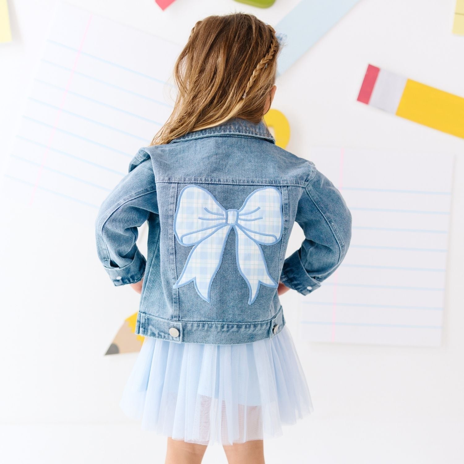 Blue Plaid Bow Patch Denim Jacket – Sweet Wink