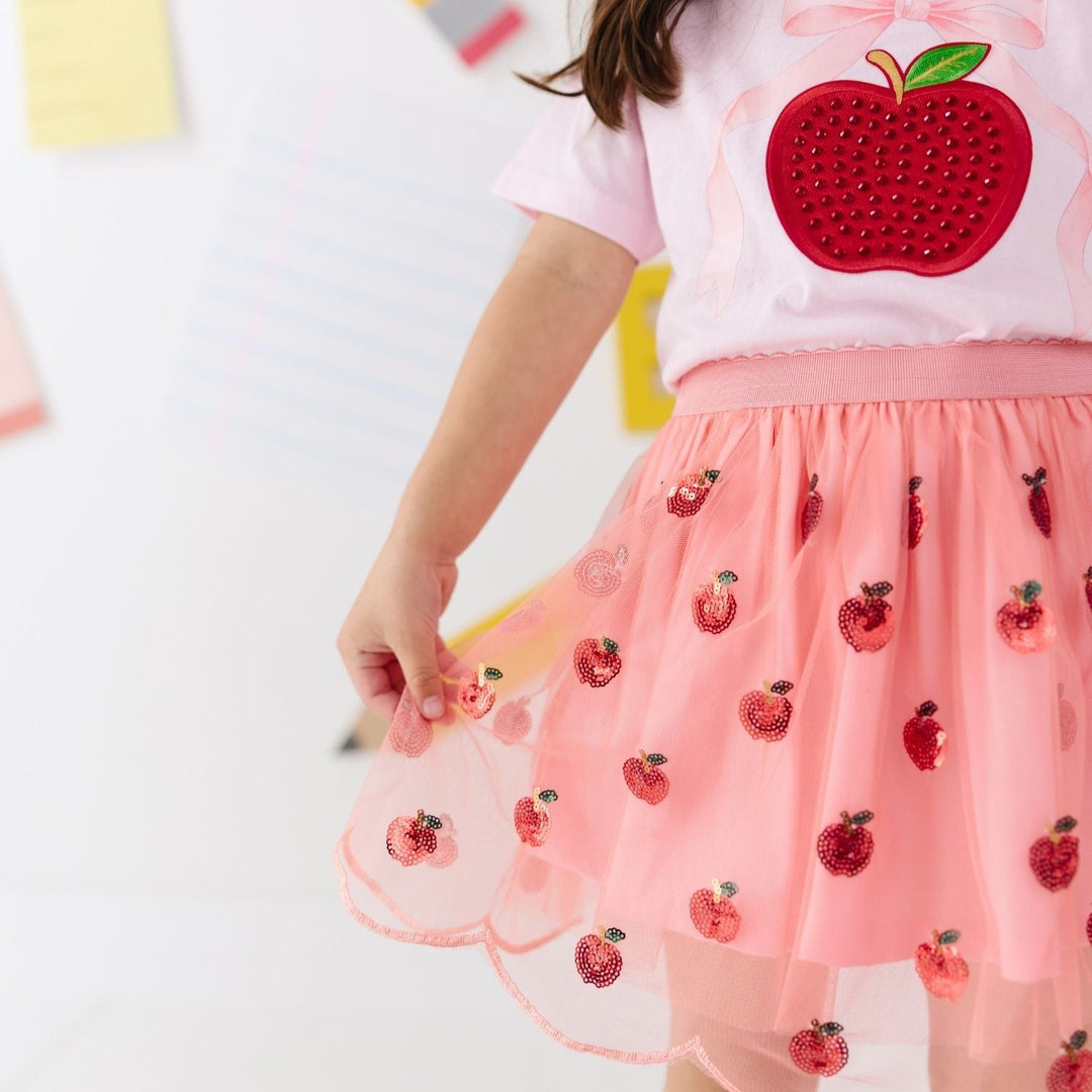 Apple Sequin Scalloped Tutu Skirt