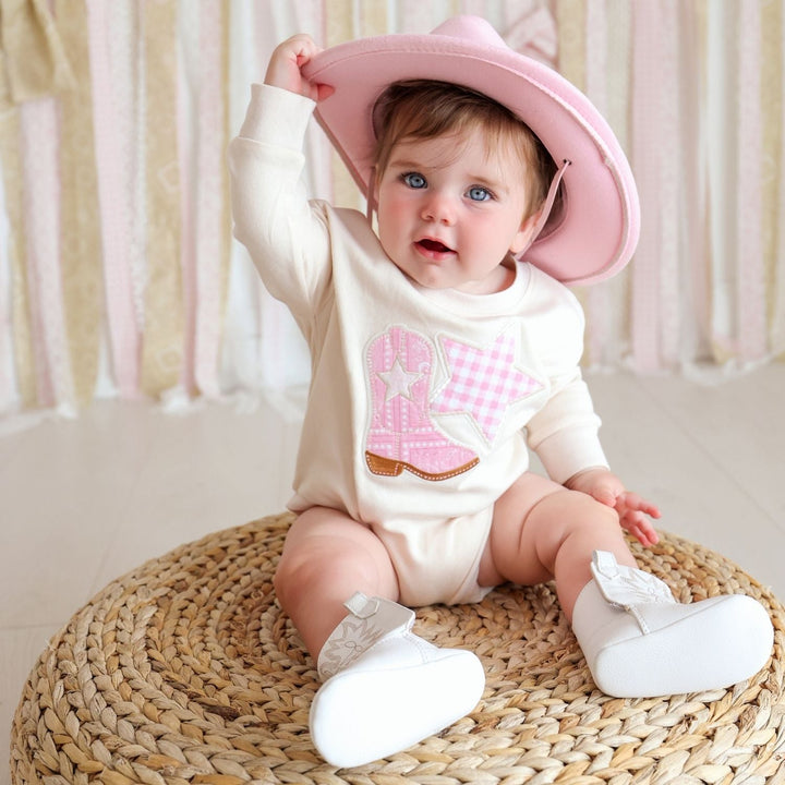 Bandana Cowgirl Patch Western Long Sleeve Romper