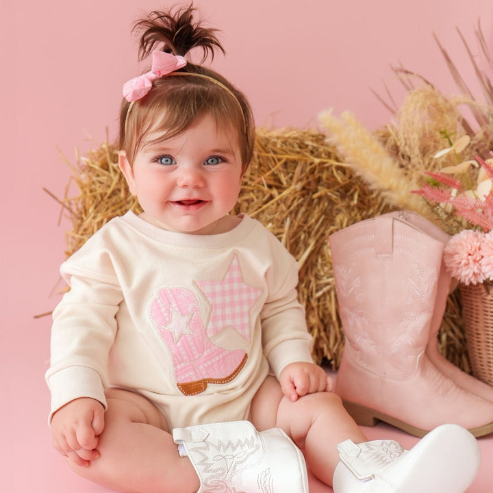 Pink Bandana Western Bow Baby Headband