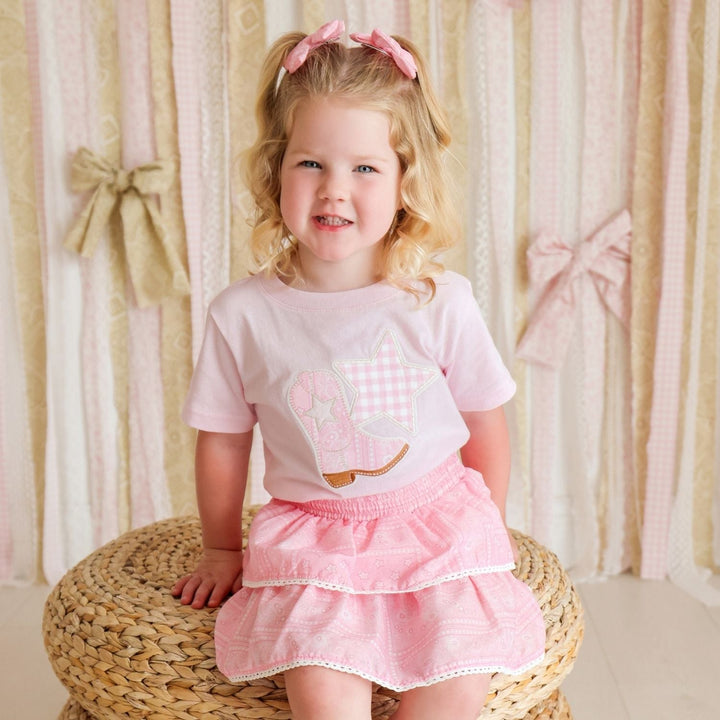 Pink Bandana Western Bow Clip Set