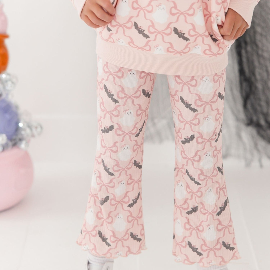 Bat And Ghost Trellis Halloween Flare Legging