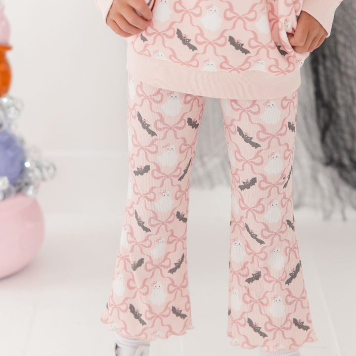 Bat And Ghost Trellis Halloween Flare Legging