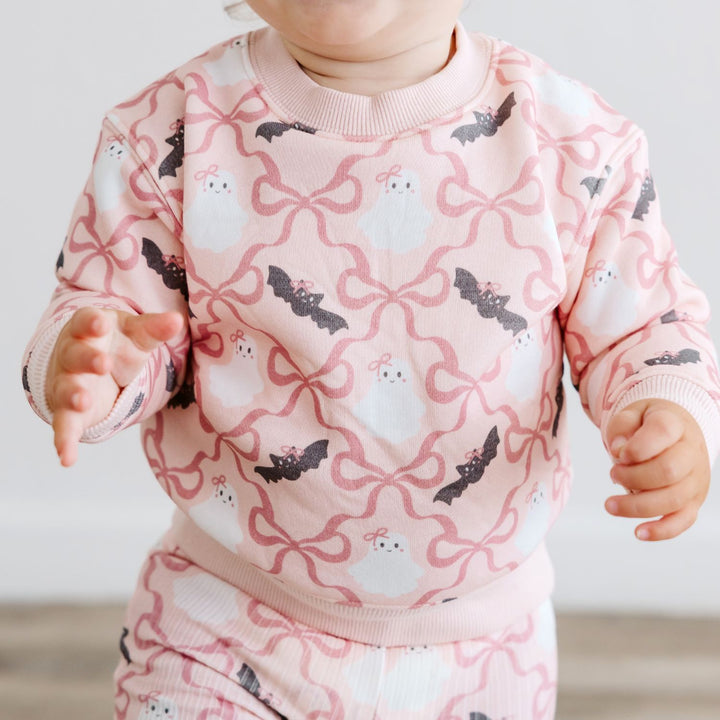 Bat And Ghost Trellis Halloween Sweatshirt & Flare Legging Set
