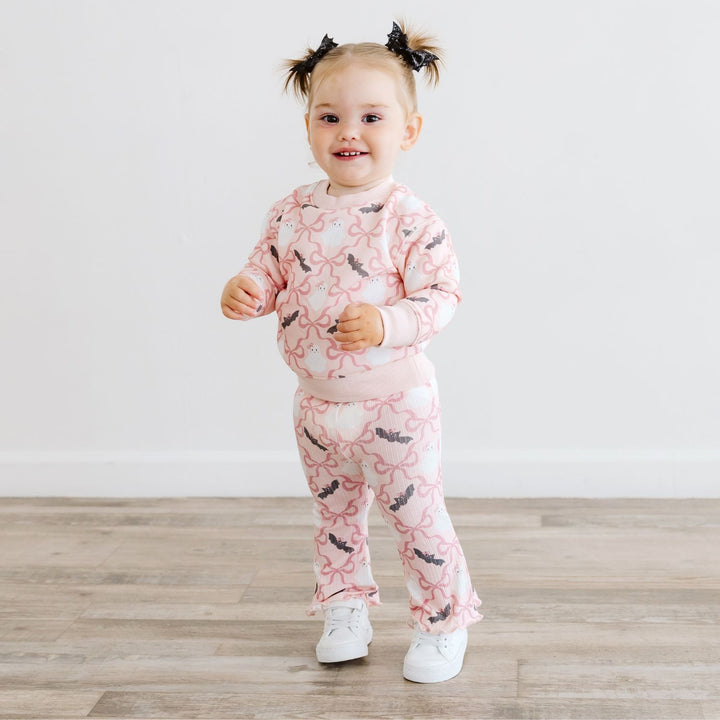 Bat And Ghost Trellis Halloween Sweatshirt & Flare Legging Set
