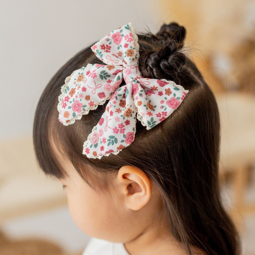 Berry Floral Bow Clip