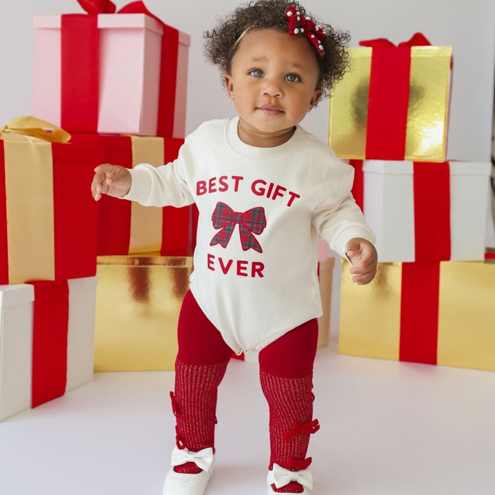 Best Gift Ever Patch Christmas Long Sleeve Romper