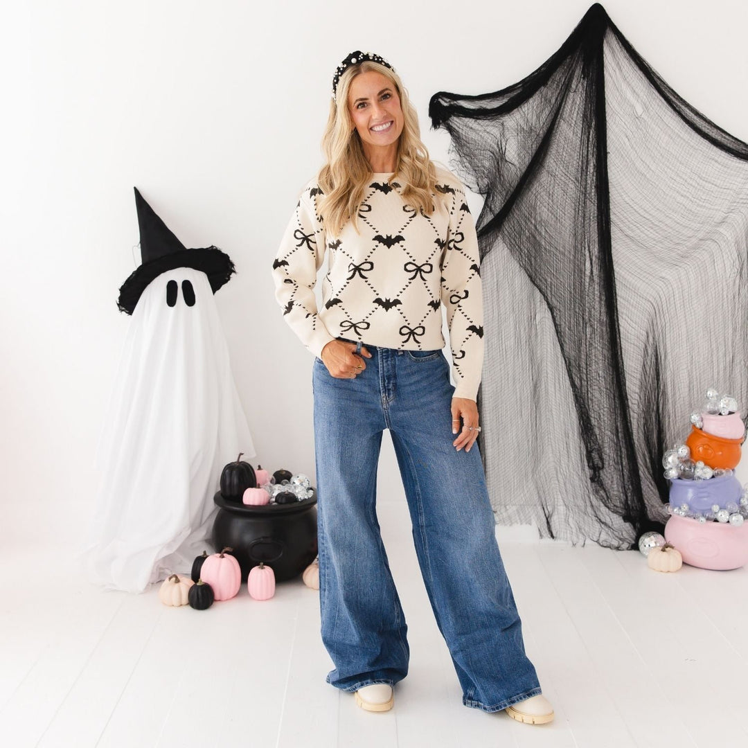 Bat Trellis Halloween Women's Sweater