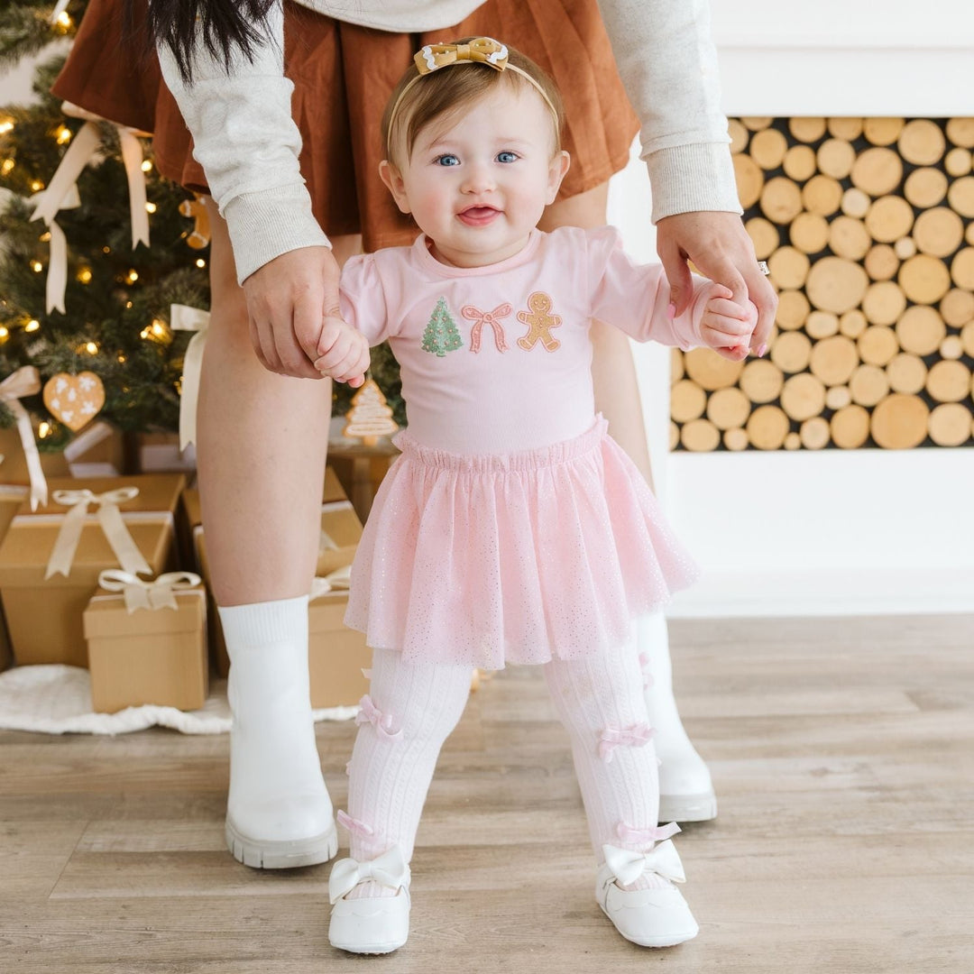 Blush Velvet Bow Tights