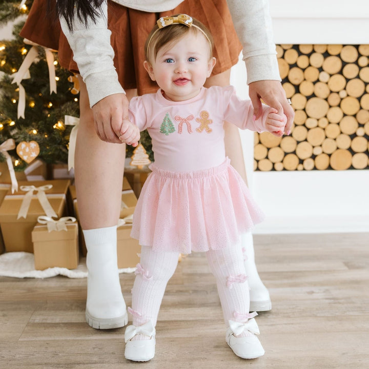 Blush Velvet Bow Tights