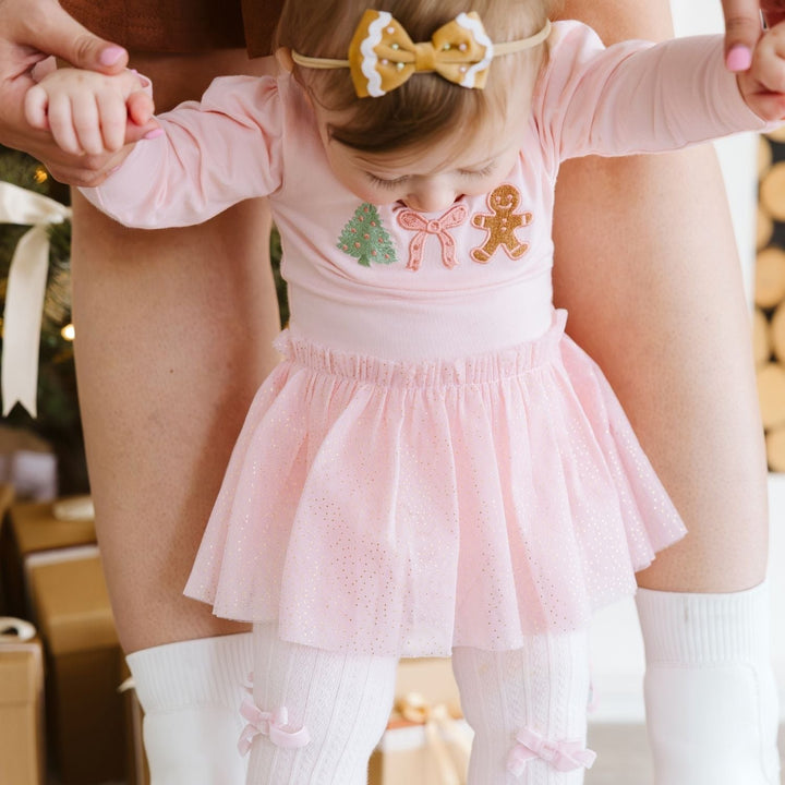 Blush Velvet Bow Tights