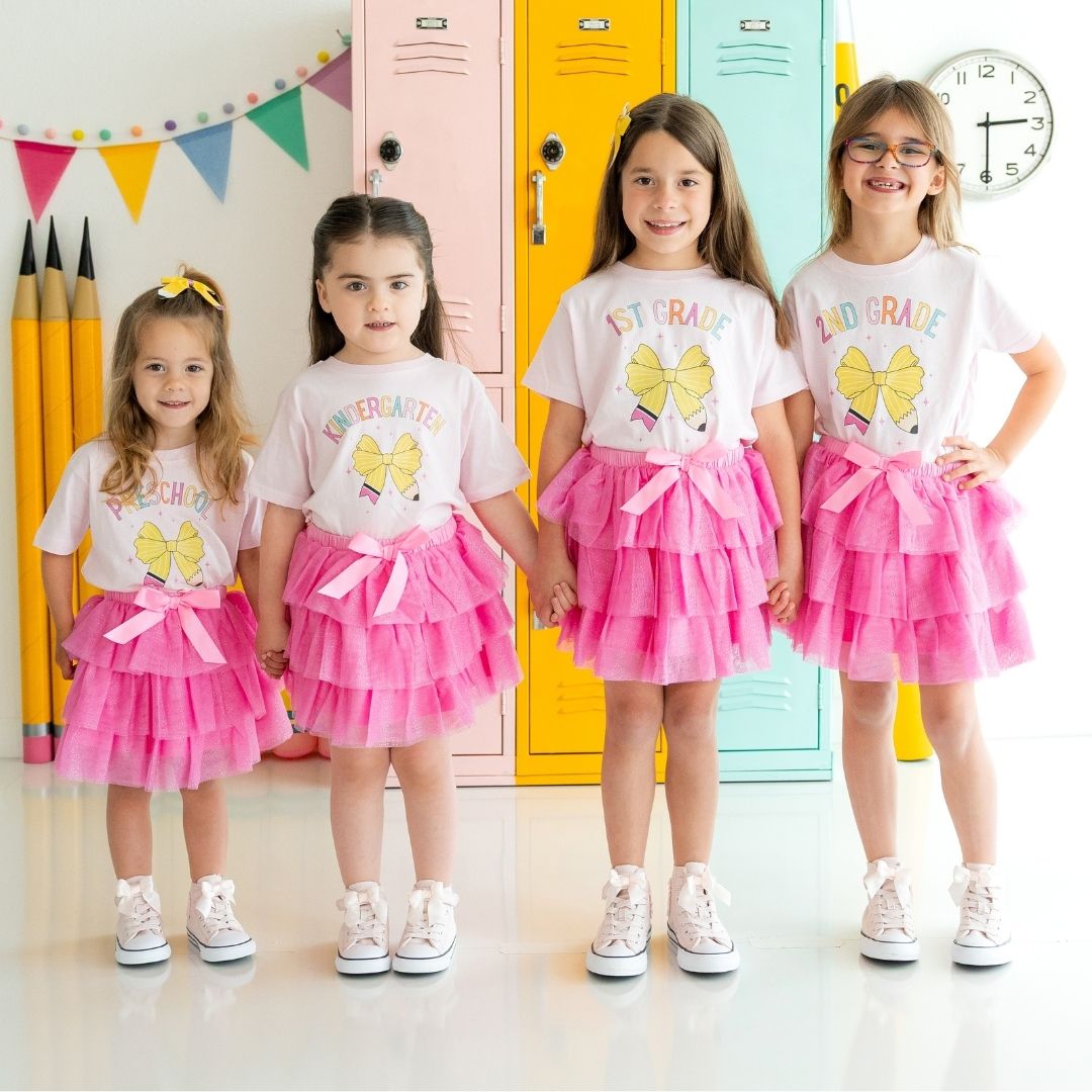 Second Grade Pencil Bow Short Sleeve T-Shirt - Ballet