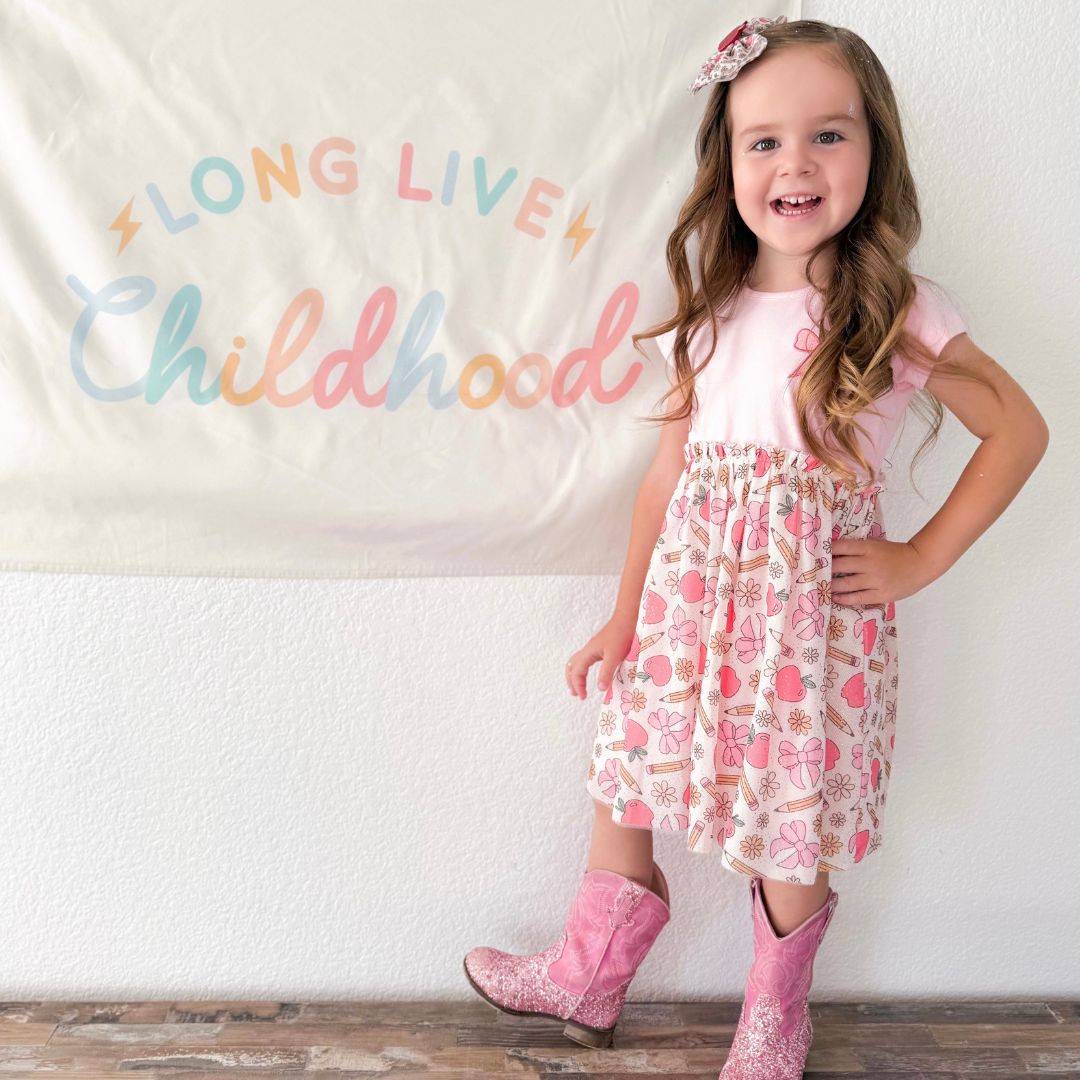 Back To School Cutie Patch Short Sleeve Tutu Dress