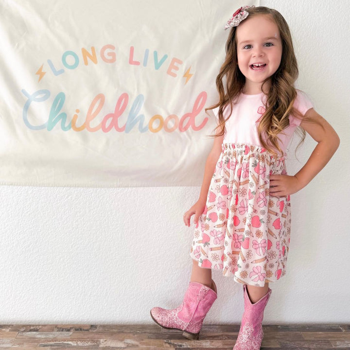 Back To School Cutie Patch Short Sleeve Tutu Dress