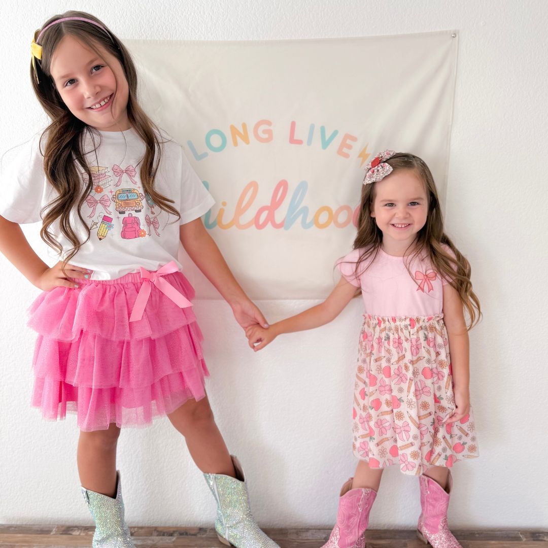 Back To School Cutie Patch Short Sleeve Tutu Dress