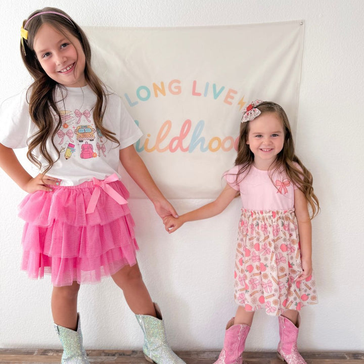 Back To School Cutie Patch Short Sleeve Tutu Dress