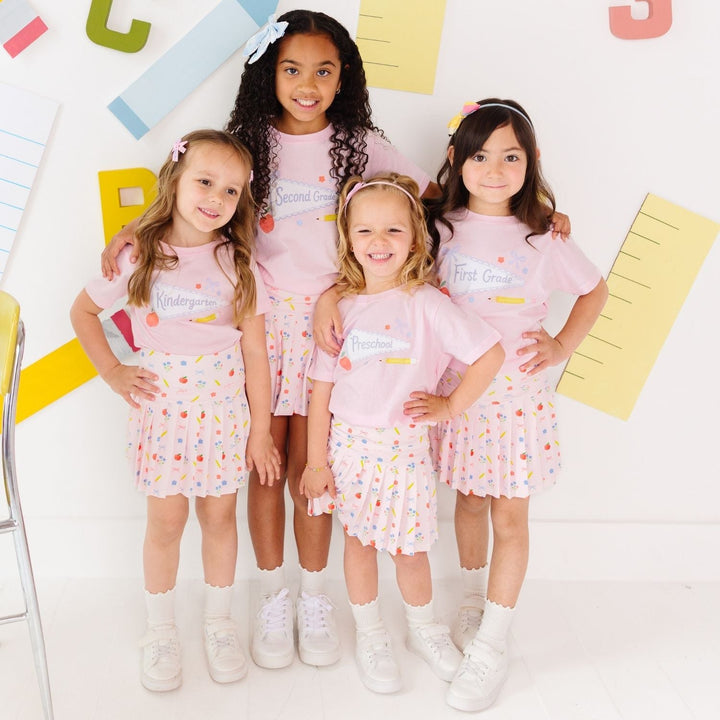 Kindergarten Bow Pennant Short Sleeve T-Shirt
