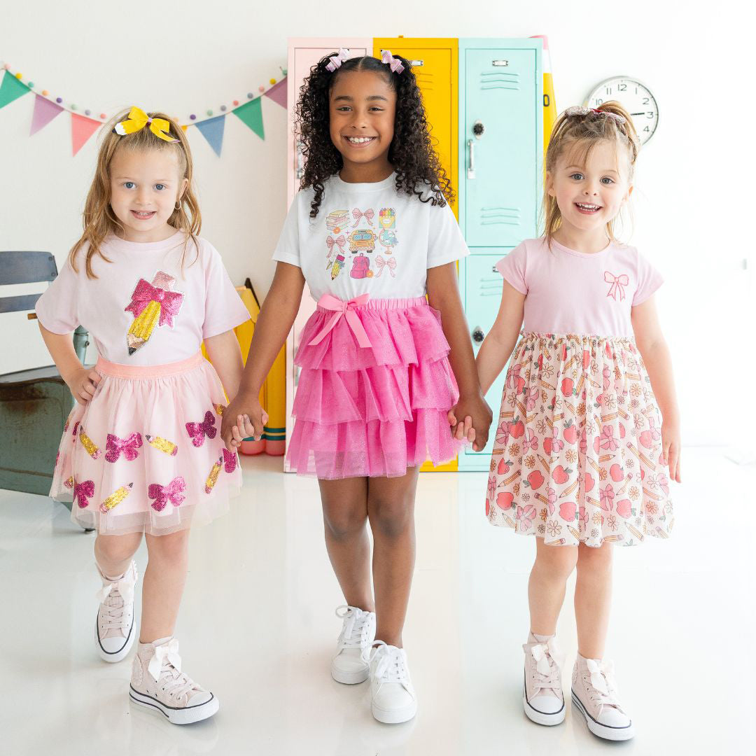 Back To School Cutie Patch Short Sleeve Tutu Dress