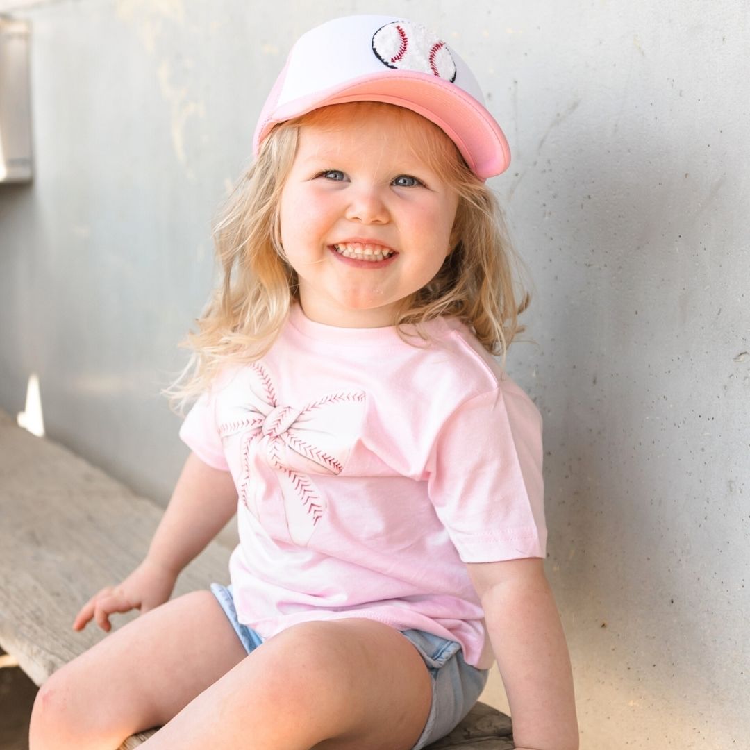 Baseball Bow Short Sleeve T-Shirt - Ballet