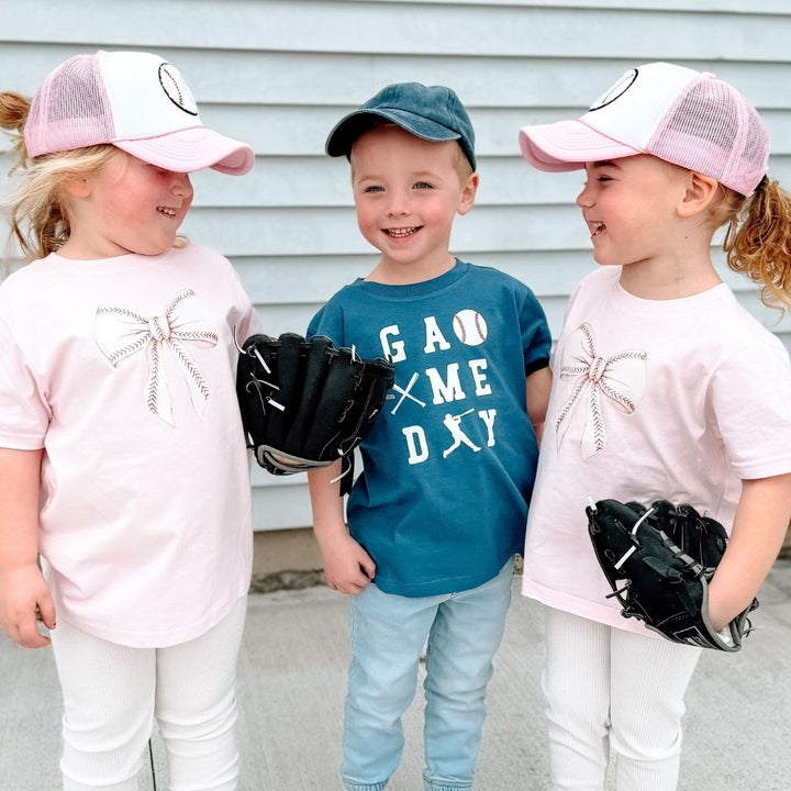 Baseball Bow Short Sleeve T-Shirt - Ballet