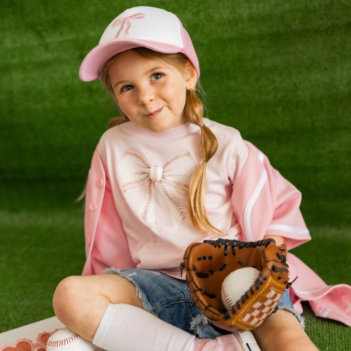 Baseball Bow Short Sleeve T-Shirt - Ballet