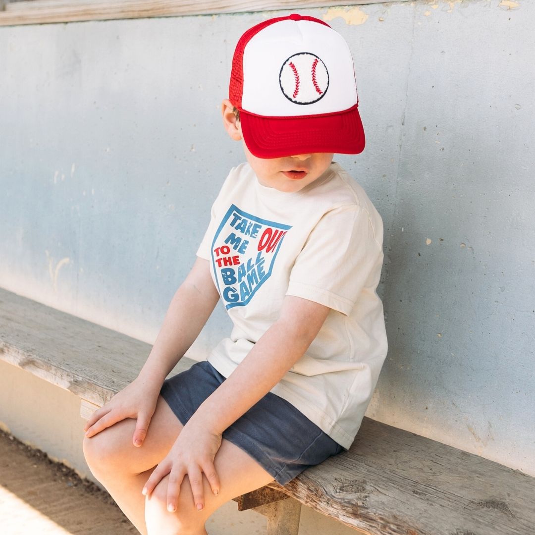 Baseball Patch Trucker Hat - Red/White