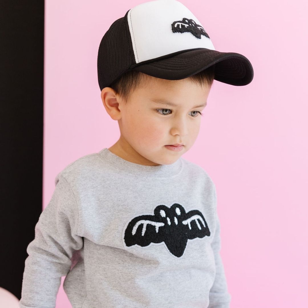 Bat Patch Halloween Trucker Hat - Black/White – Sweet Wink