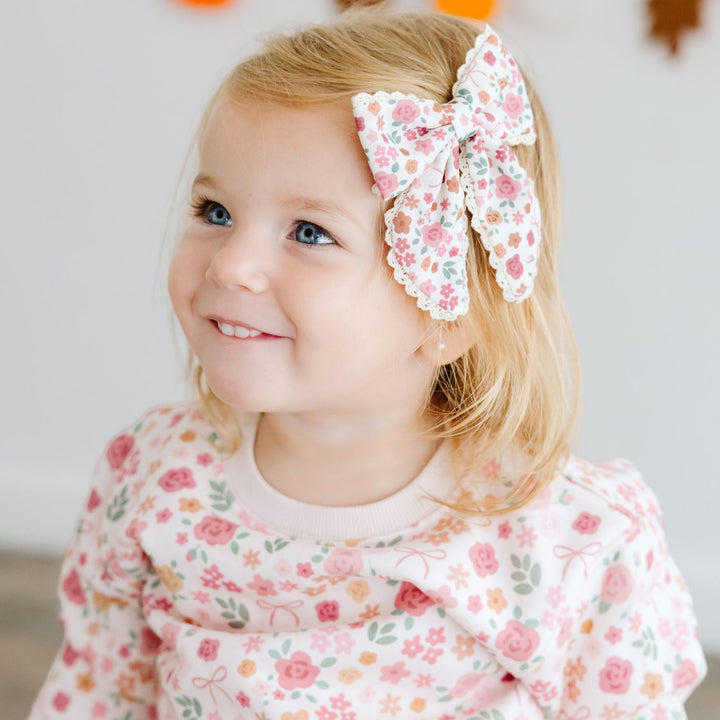 Berry Floral Bow Clip