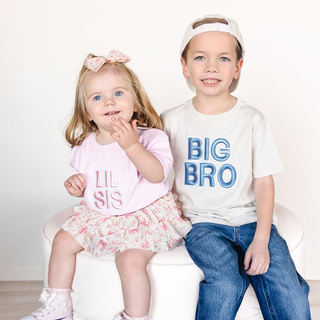 Lil Sis Embroidered Patch Short Sleeve Romper