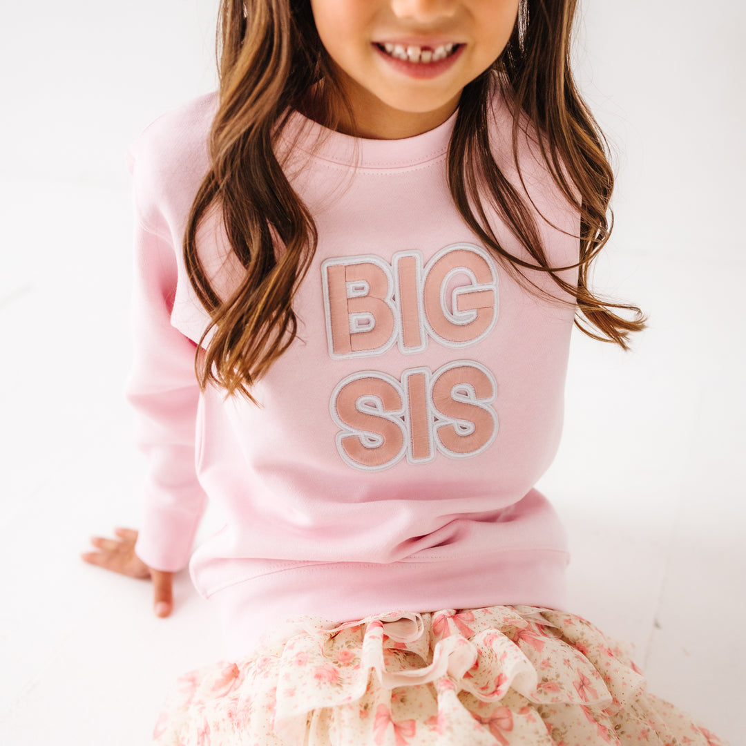 Big Sis Embroidered Patch Sweatshirt - Ballet