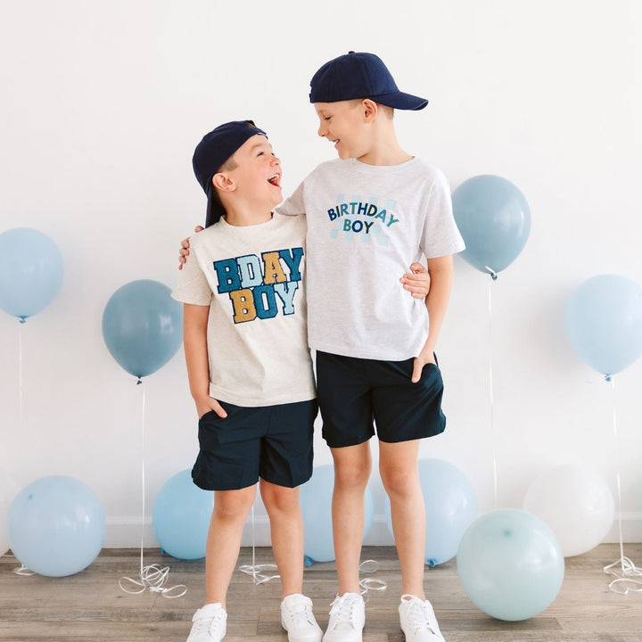 Birthday Boy Checker Short Sleeve T-Shirt - Ash