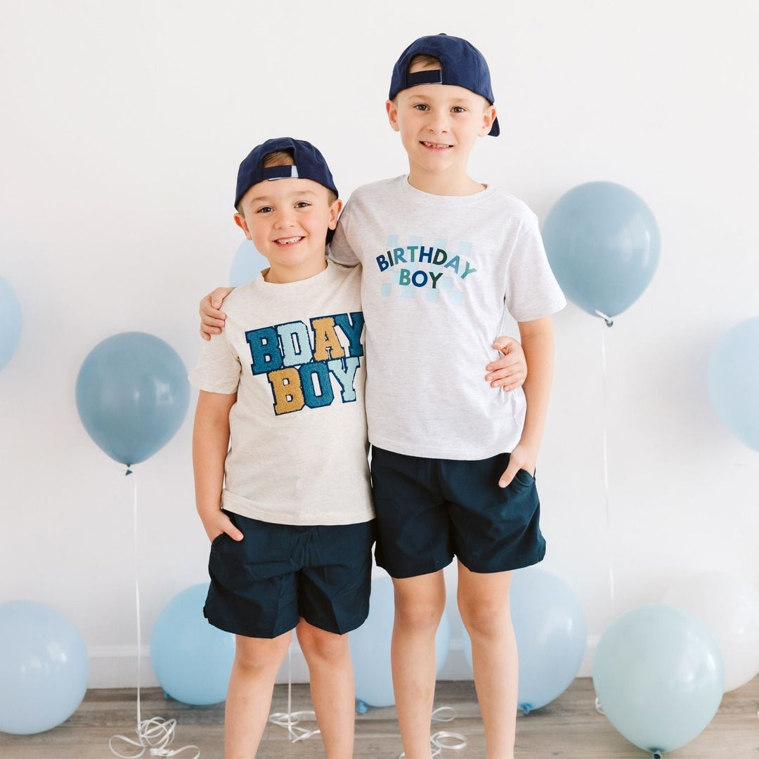 Birthday Boy Checker Short Sleeve T-Shirt - Ash