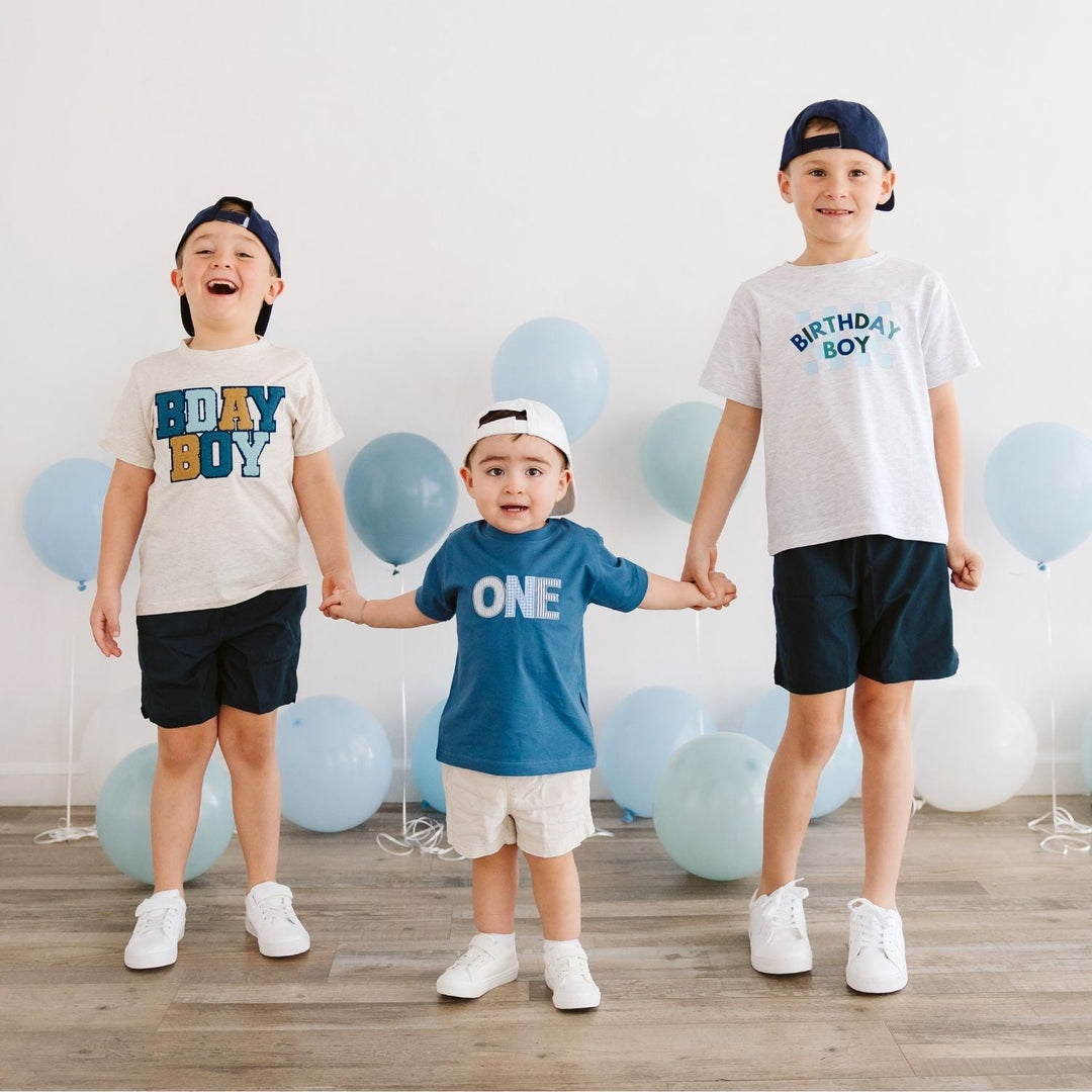 Birthday Boy Checker Short Sleeve T-Shirt - Ash