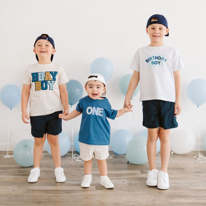 Birthday Boy Checker Short Sleeve T-Shirt - Ash