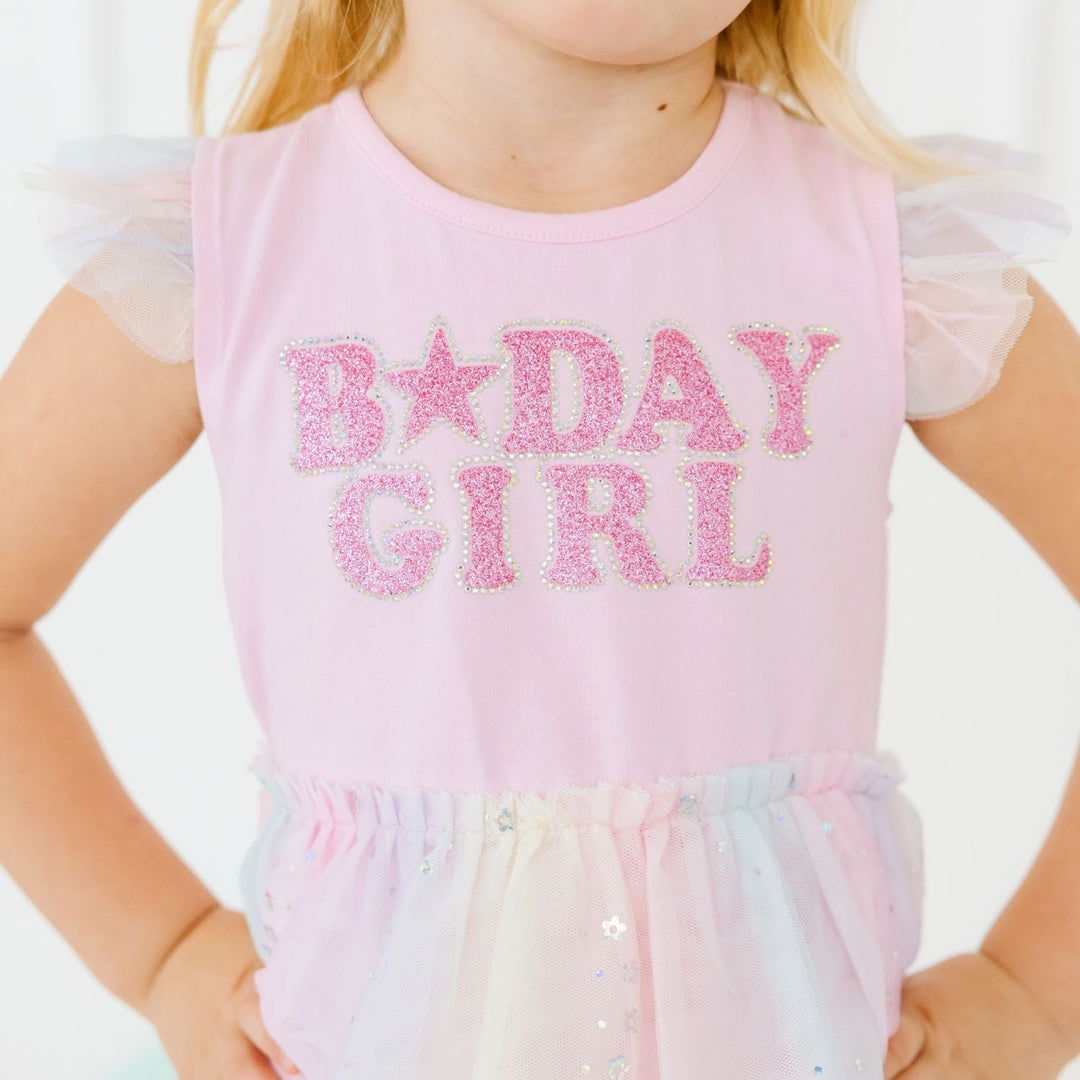 Birthday Girl Fairy Dust Short Sleeve Tutu Dress