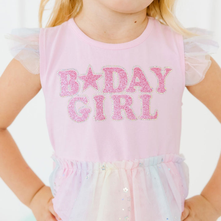 Birthday Girl Fairy Dust Short Sleeve Tutu Dress