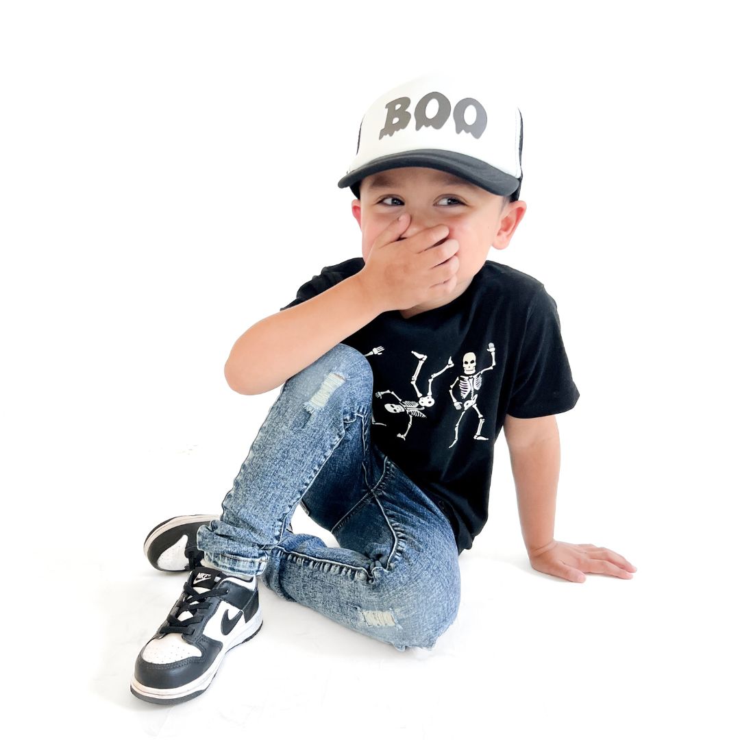 Boo Drip Halloween Trucker Hat - Black/White
