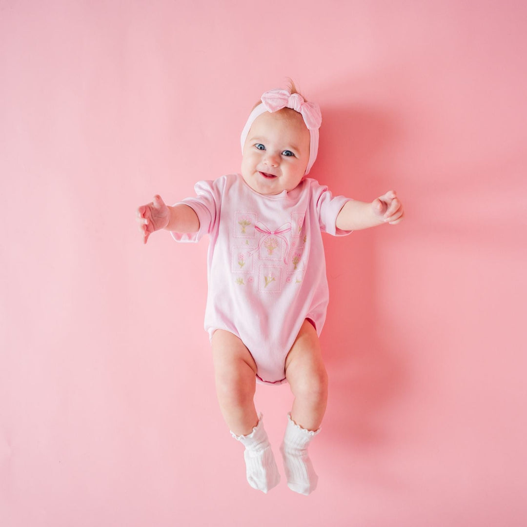 Bouquet Bow Short Sleeve Romper