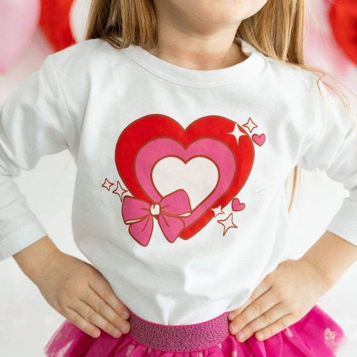 Bow Love Valentine's Day Long Sleeve Shirt - White