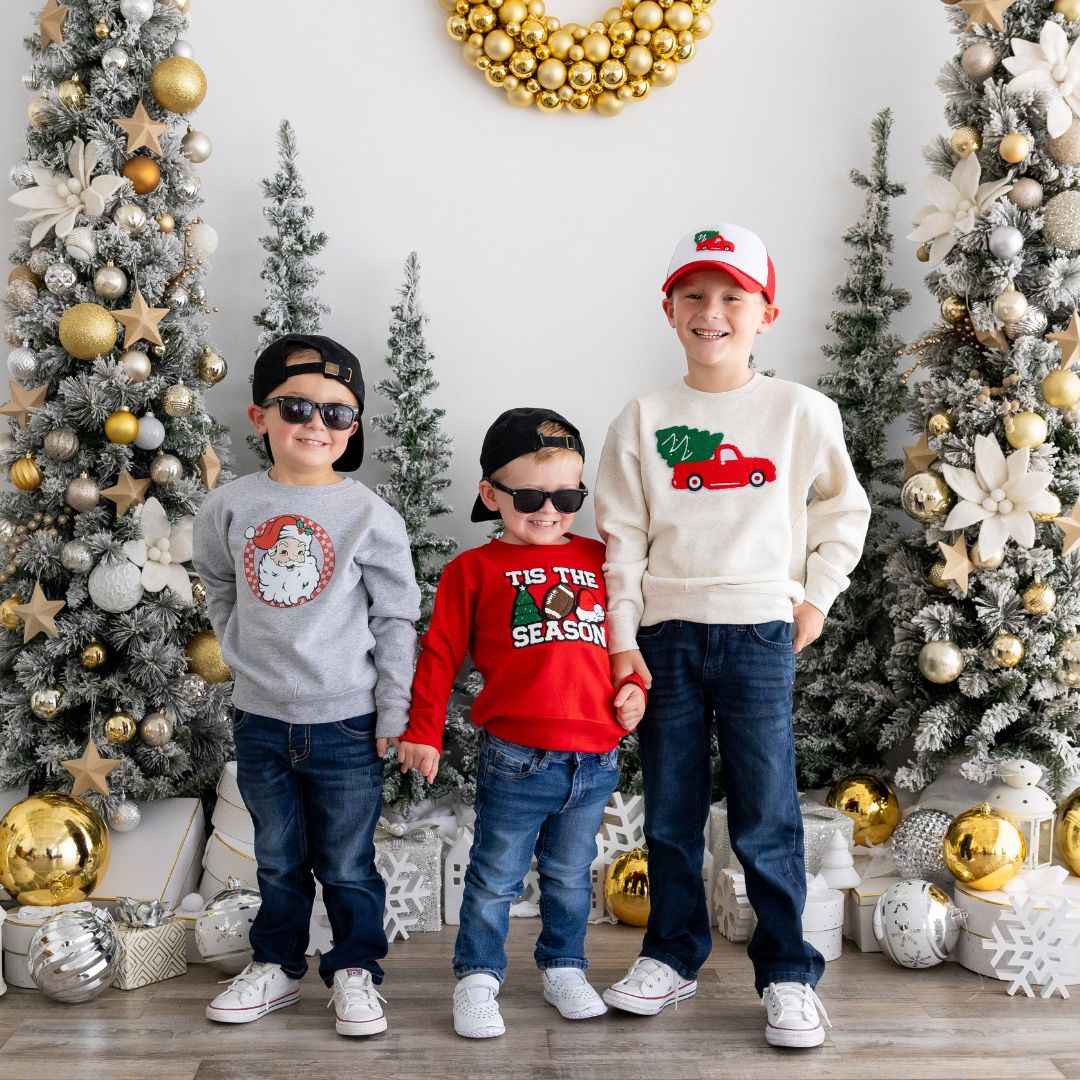 Tis The Season Patch Christmas Sweatshirt - Red