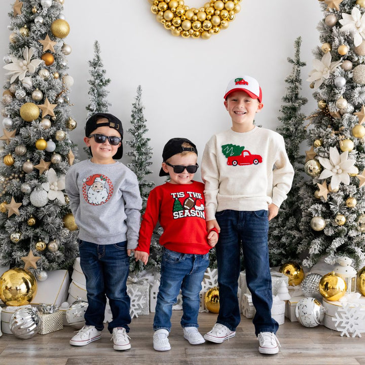Tis The Season Patch Christmas Sweatshirt - Red
