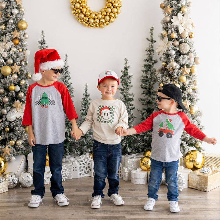 Santa Smiley Christmas Trucker Hat - Red/White