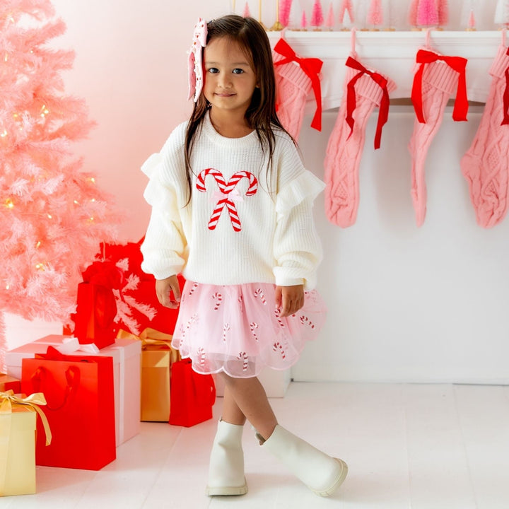 Candy Cane Scalloped Tutu Skirt
