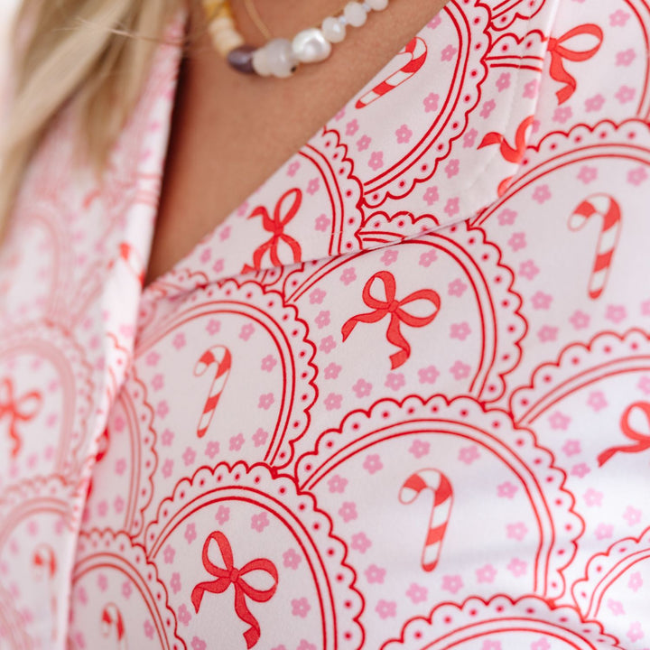 Candy Cane Scallop Christmas Women's Two-Piece Set