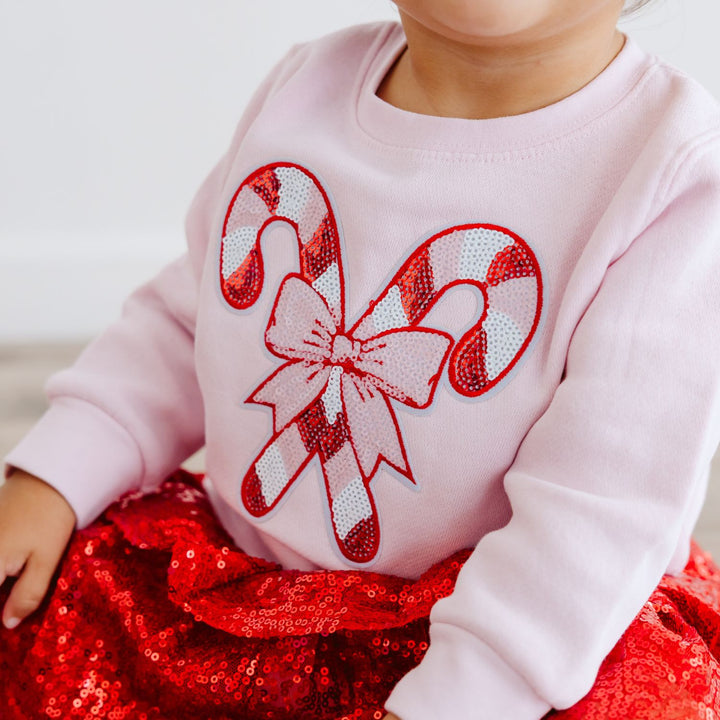 Candy Cane Sequin Patch Christmas Sweatshirt