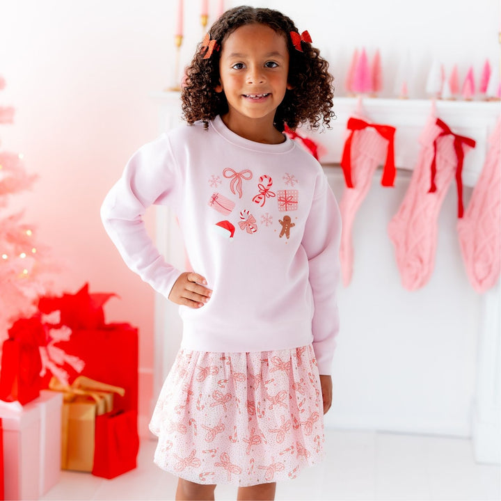 Candy Cane Bow Printed Christmas Tutu Skirt