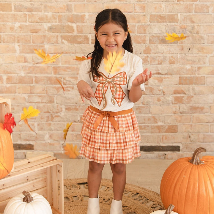 Cinnamon Plaid Tiered Tutu Skirt