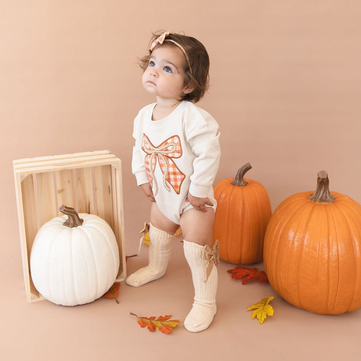 Cinnamon Plaid Tulle Bow Baby Headband