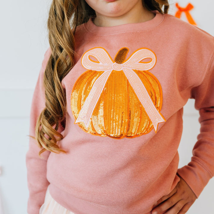 Coquette Pumpkin Sequin Patch Sweatshirt