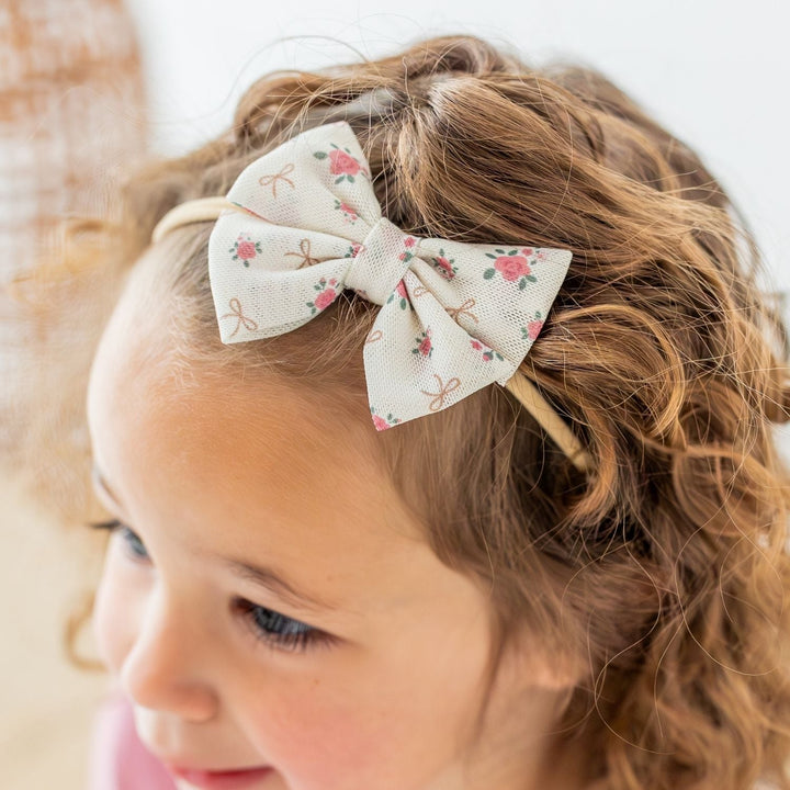 Coquette Rose Tulle Bow Baby Headband